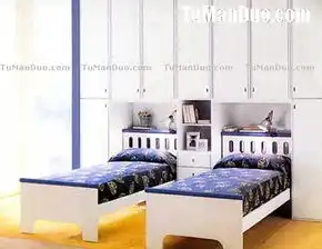 简约儿童房实景图冷色床男孩房的图片浏览,装修图库精选,儿童房,室内装饰设计施工图纸资料下载