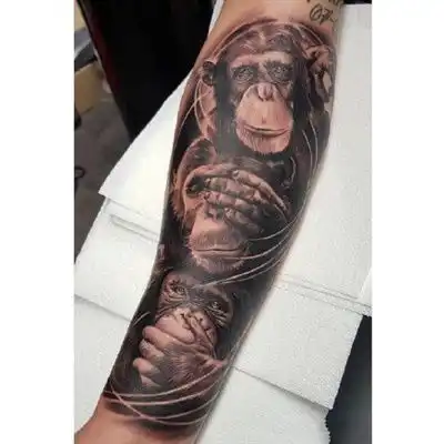 微信头像纹身不同风格的猩猩猴子纹身