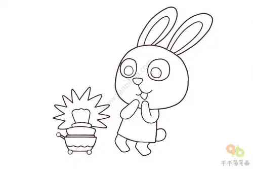 生日倒计时充满期待的小兔子简笔画