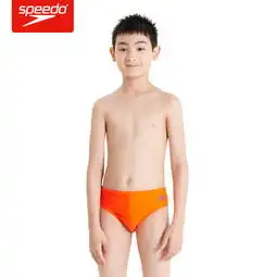 speedo泳裤青少年三角泳裤宽松大码游裤运动休闲舒适泳裤男童