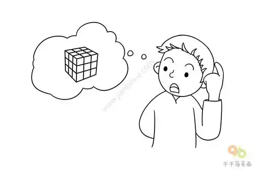 教你画思考的男孩简笔画