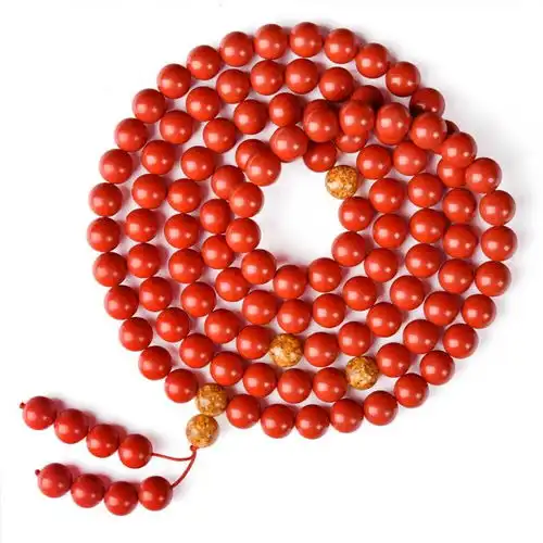 天然朱砂手链本命年红项链金箔108颗佛珠手串男女款招财辟邪转运