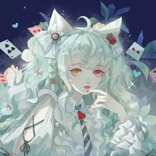 仙气绿色系动漫女生头像我想左肩有你,右肩微笑