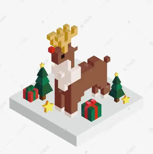 圣诞麋鹿积木卡通三维装饰素材图片免费下载千库网