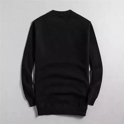 高端牛货范si哲羊绒混纺修身圆领纯黑色男士针织衫毛衣