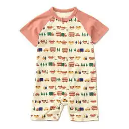 男童小童纯棉短袖爬服哈衣连体服卡通夏装童装