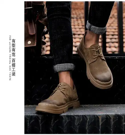 春季2021新款英伦风复古高帮马丁靴男户外工装休闲高筒机车骑士靴