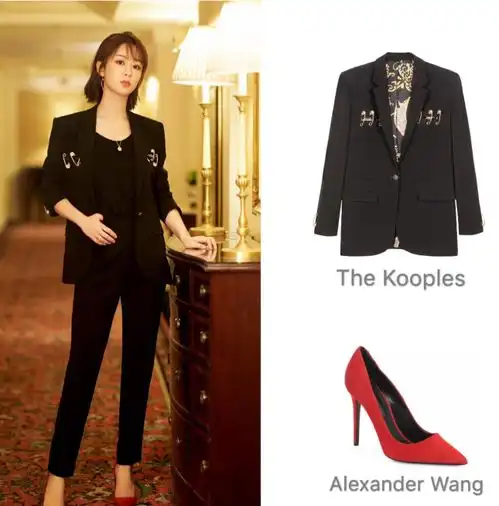 杨紫太霸气了,穿黑西装妥妥的女总姿态,鞋子更是实力圈粉