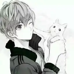 谁还有这样的图就是抱着猫的黑白色的动漫要男的搜狗问问