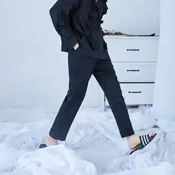 2016秋季欧美简约百搭高腰裤脚卷边西裤休堆糖,美好生活研究所