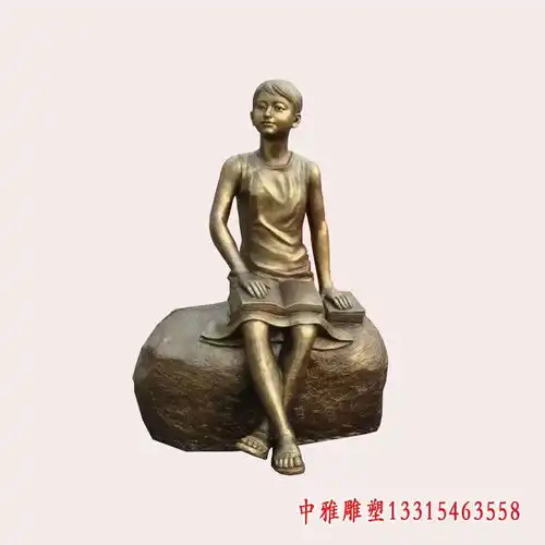 跳绳女孩铜雕大同铜女孩雕塑加工厂