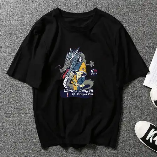 港风五分袖男韩版宽松t恤青少年半袖衣服短袖男士体恤学生打底衫