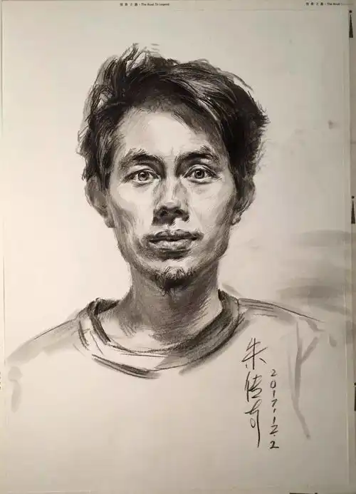 素描教学教你画正面的中长发沧桑男青年素描头像