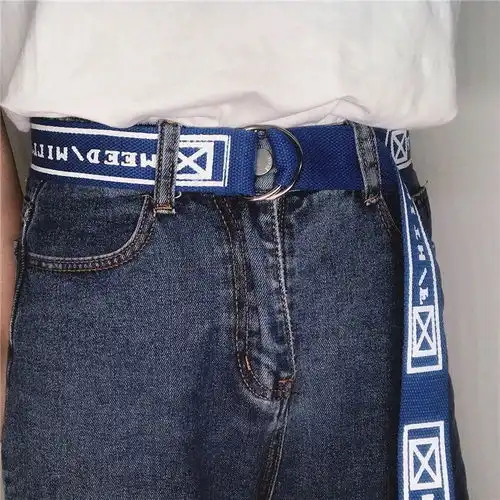 帆布皮带女学生简约百搭腰带男韩版嘻哈双环扣裤带潮