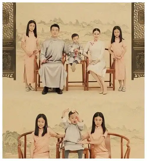 佟大为关悦一家五口全家福,小儿子帅气出镜,却被说重男轻女