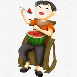 坐在摇摇椅上吃西瓜的小男孩素材图片免费下载高清psd千库网图片编号11800077