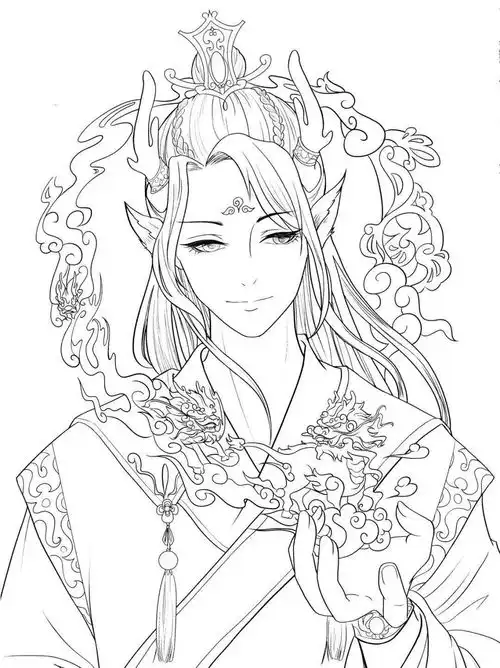 古风汉服人物手绘线稿120张效果图线稿合集