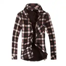 新款男装保暖衬衫批发男士加绒衬衫男格子长袖男式衬衣