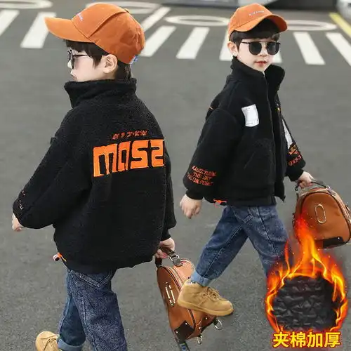 男童呢子大衣毛呢加绒加厚外套秋冬装2021新款洋气儿童装中大男孩
