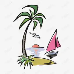 椰树帆船海景矢量插画素材图片免费下载高清psd千库网图片编号9936606