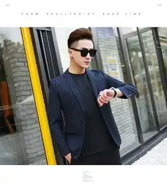 汤河之家2019春季新款单西服男士休闲西装外套韩版条纹两粒扣西服