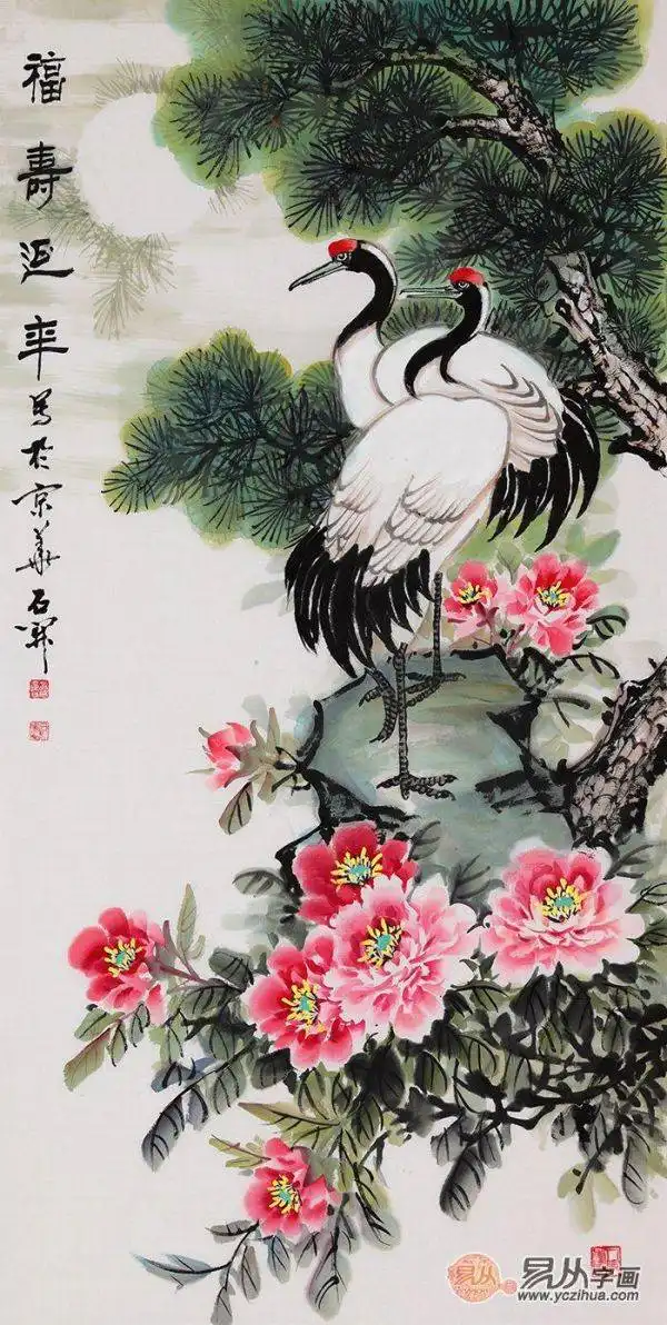 松鹤延年图适合挂家里吗松鹤延年添福寿