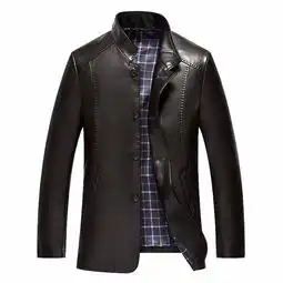 秋冬男装海宁皮衣男真皮韩版修身型立领绵羊皮中年皮夹克外套代发