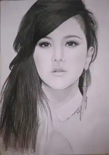 炭笔元素邓紫棋素描人物明星肖像