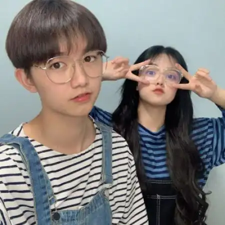 可爱清新真人情头一男一女同一对的