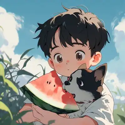 2023高清超萌吃瓜小男孩动漫头像