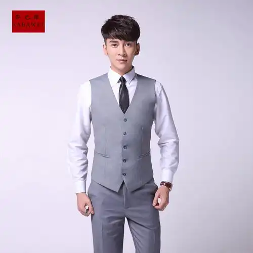 春秋韩版潮修身西装马甲男男士英伦西服背心休闲职业马夹伴郎马甲