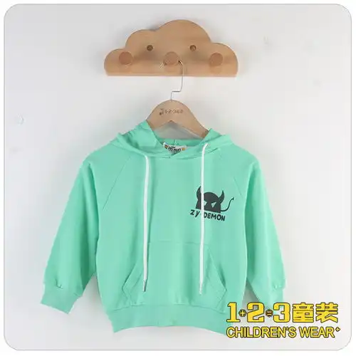 绿立体牛角男女同款250克卫衣男中童11u06yydd时尚套头t13童装连锁