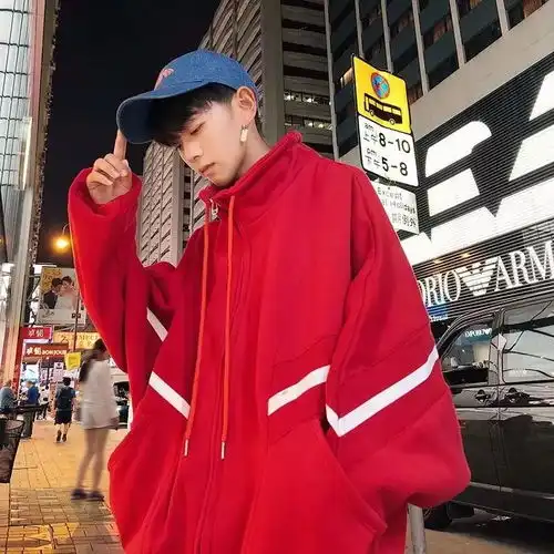 韩版连帽卫衣男士潮流秋季原宿风宽松学生外套男港风棒球服情侣装