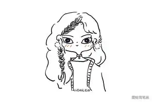 卷发小美女简笔画图片