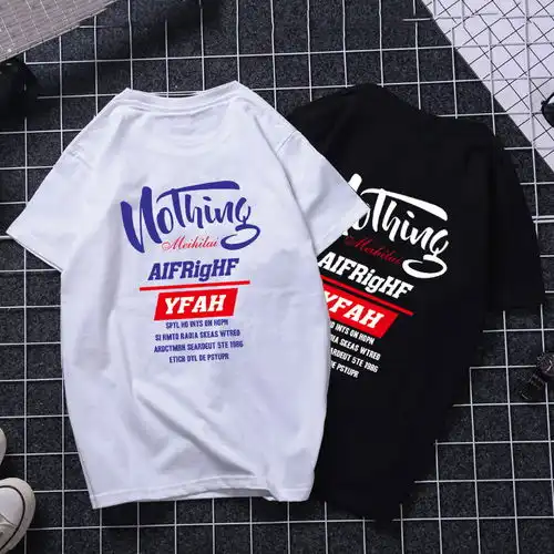 短袖t恤男学生韩版宽松圆领半袖原宿风潮流情侣装大码青少年男装