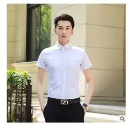 修身免烫商务正装职业工装休闲纯色衬衣男寸衫夏季男士短袖白衬衫亨镇图片大全邮乐官方网站