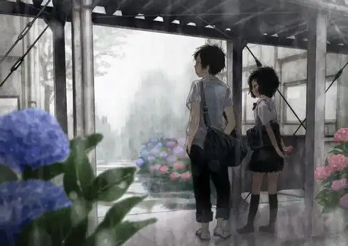 动漫男生女生背影