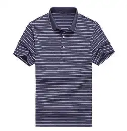 汤河之家2019男短袖t恤早春条纹翻领修身polo衫夏季青年潮流半袖男装