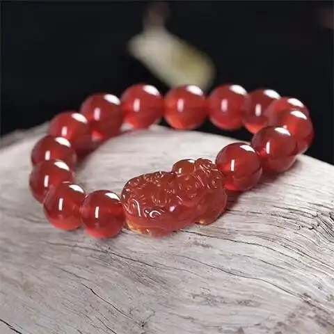 天然正品红玛瑙六字箴言转运貔貅本命年男女款手链