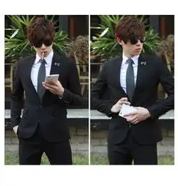 西服套装男士春秋款男韩版修身潮商务职业伴郎小西装新郎结婚礼服