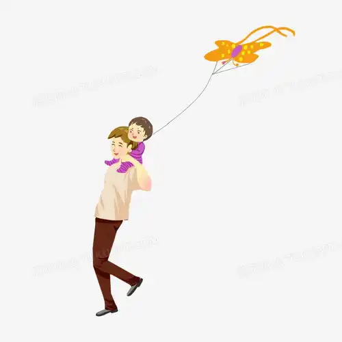 卡通手绘爸爸抱着小男孩放风筝png图片素材免费下载素材png20002000像素