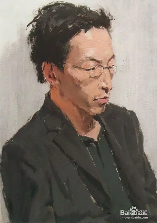 色彩头像侧面戴眼镜男中年的画法