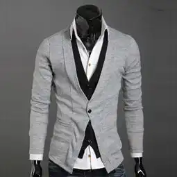 ppz男装秋冬新款时尚多功能假两件针织衫长袖男士开衫外套yl258