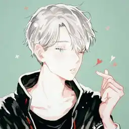 有朵花遮住眼睛手里拿着一颗心的情侣动漫头像