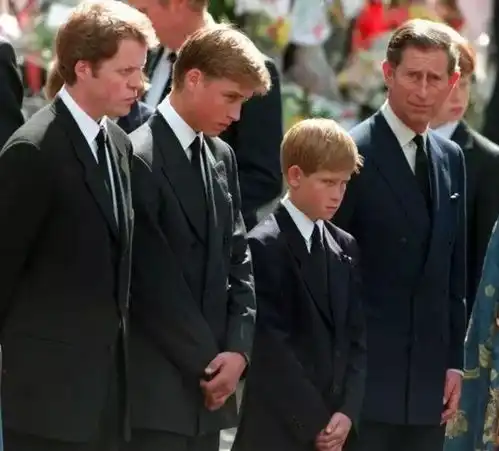 24年前在戴安娜葬礼上,威廉面露凶狠哈里迷茫,女王竟然面带微笑