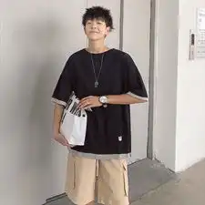 夏季假两件港风男潮宽松短袖t恤tx01p10