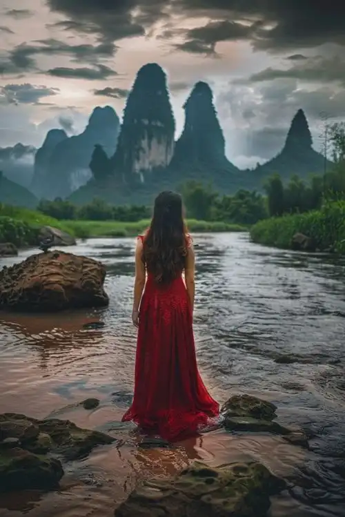 自然风景趣味女孩背影摄影图下载至来源处