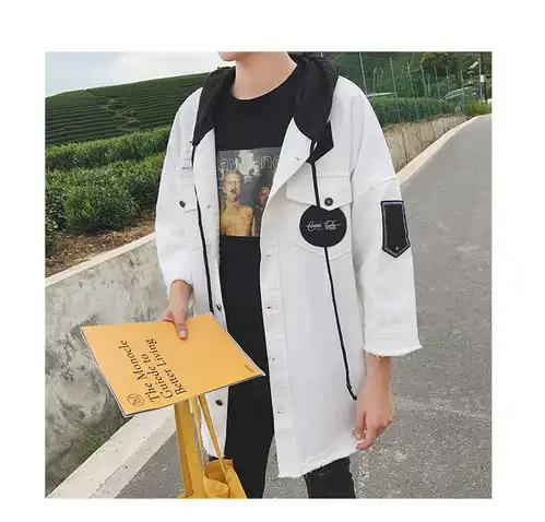 港风秋季林弯弯潮流中长款连帽风衣单排扣青年宽松学生风男外套cj福卡商城