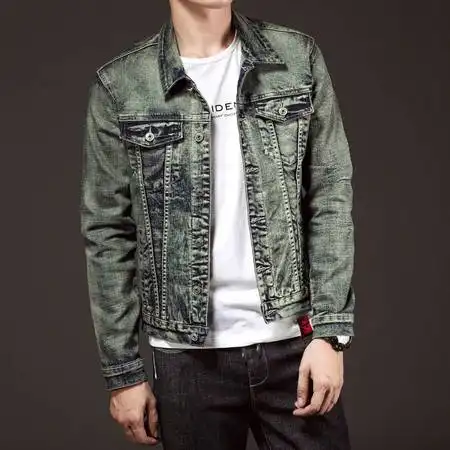 汤河之家新款大码翻领男式牛仔夹克男时尚个性修身纯色休闲牛仔衣图片大全邮乐官方网站