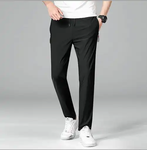 汤河之家爆款黑色休闲裤男韩版修身针织裤弹力小脚裤子纯色运动潮流长裤a